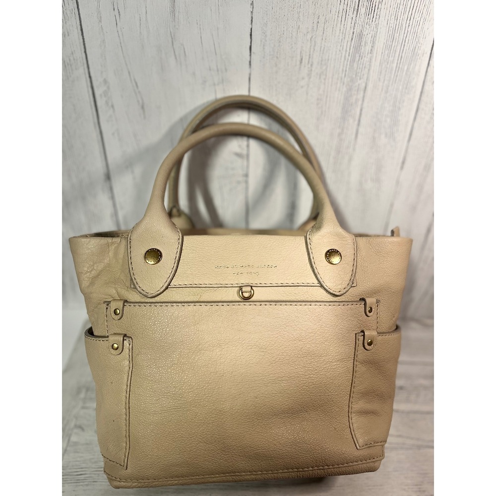 Marc‎ Jacobs Cream Pebble Leather Satchel/Handbag Medium Multicompart Zip Good